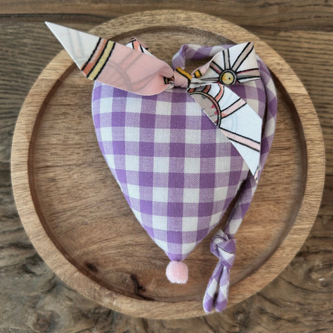 Deko-Herz lila kariert