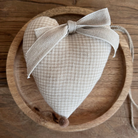 Deko-Herz gross Leinenstoff kariert