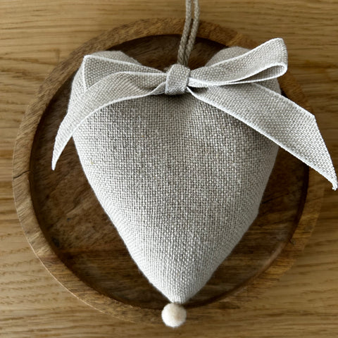 Deko-Herz gross Leinenstoff Natur