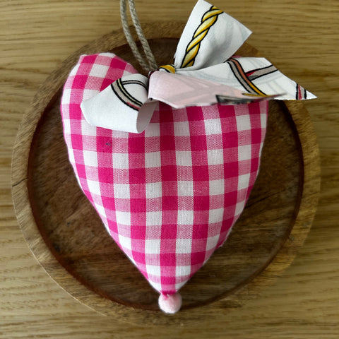 Deko-Herz gross pink kariert