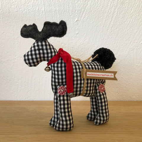 Elch klein, schwarz kariert