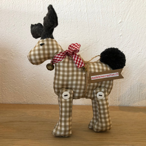 Elch klein, beige kariert