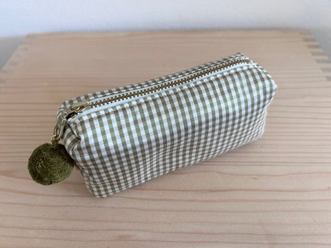 Mini-Necessaire Seide grün/beige/ecru