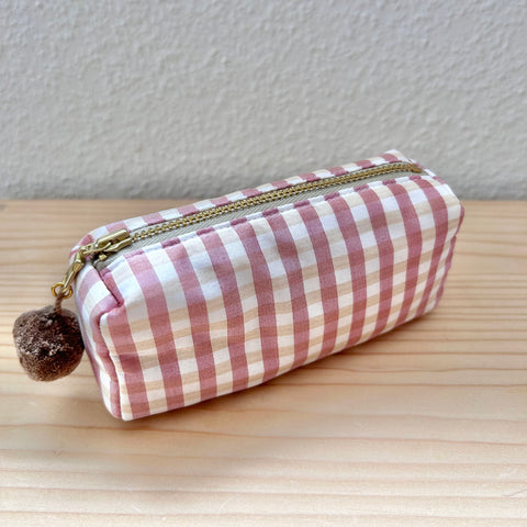 Mini-Necessaire Seide rost/beige/weiss
