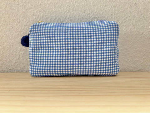 Necessaire mittelblau kariert