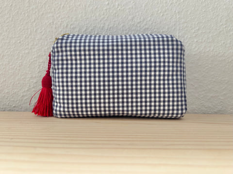 Necessaire blaugrau kariert