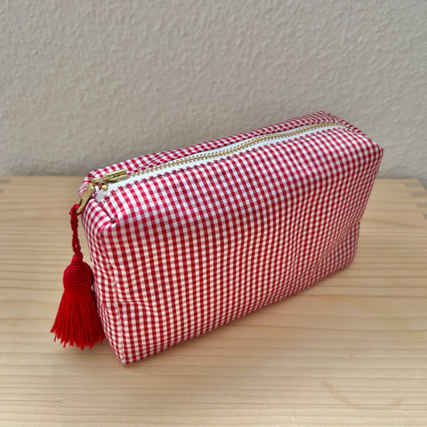 Necessaire Seide rot kleinkariert