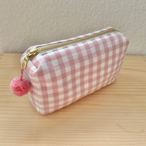 Necessaire altrosa/weiss kariert