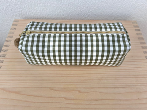 Stifte-Etui olivgrün kariert
