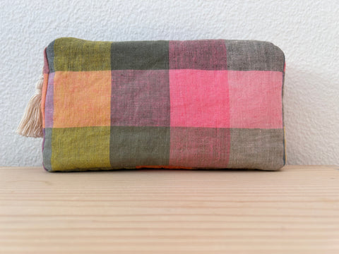 Necessaire Leinenstoff kariert