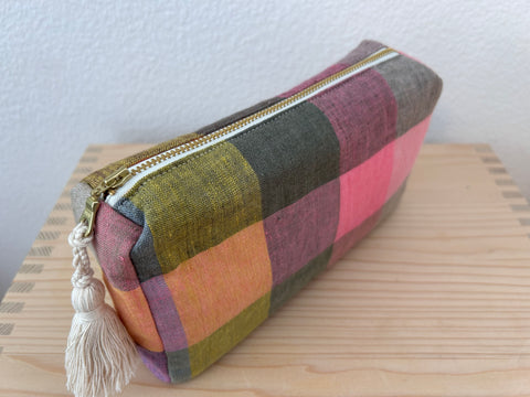 Necessaire Leinenstoff kariert