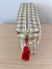 Necessaire Seide beige/ecru kariert