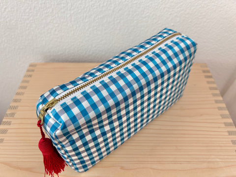 Necessaire Seide türkis/blau/weiss