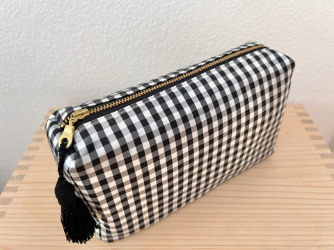 Necessaire Seide schwarz grosskariert