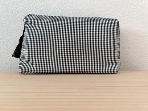 Necessaire Seide schwarz kleinkariert