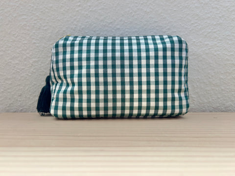 Necessaire Seide grün kariert