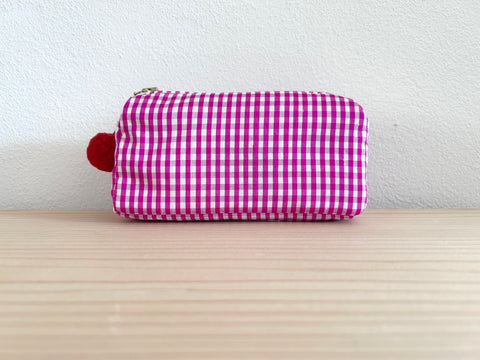 Mini-Necessaire Seide pink/weiss