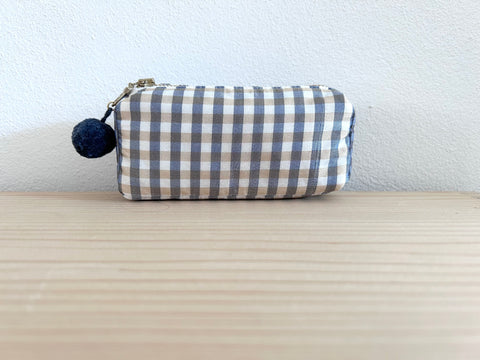 Mini-Necessaire Seide blau/beige/weiss