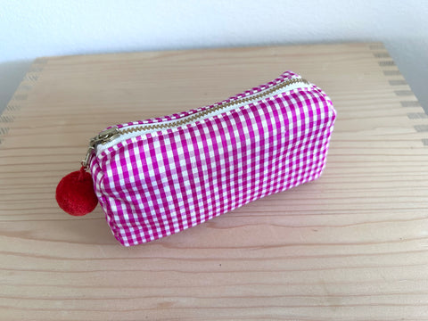 Mini-Necessaire Seide pink/weiss