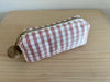 Mini-Necessaire Seide rost/beige/weiss