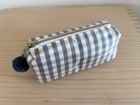 Mini-Necessaire Seide blau/beige/weiss
