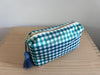Necessaire Seide grün/blaugrau/weiss