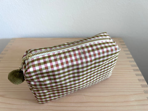 Necessaire Seide rost/grün/ecru