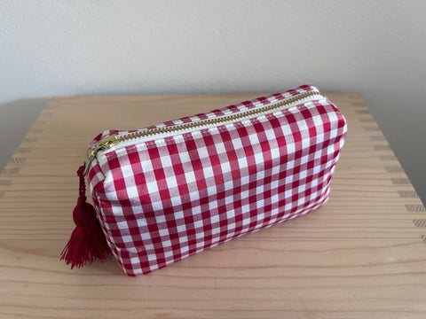Necessaire Seide rot/weiss