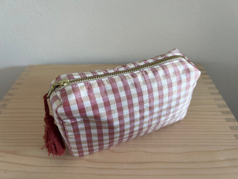 Necessaire Seide rost/beige/weiss