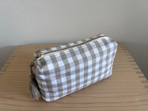 Necessaire taupe/weiss