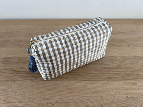 Necessaire Seide blau/beige/weiss