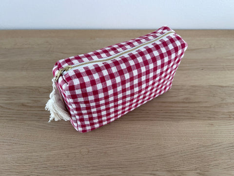 Necessaire Leinen rot/weiss