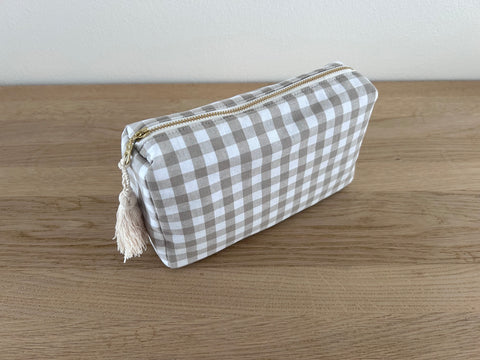 Necessaire taupe/weiss