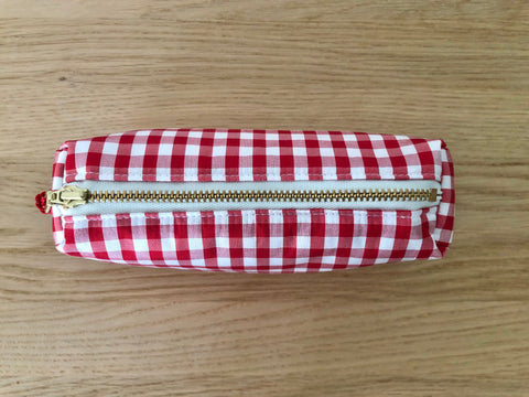 Necessaire Seide rot kariert