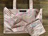 Seidentasche rostrot/beige kariert