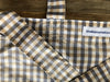 Seidentasche blaugrau/beige kariert