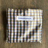 Seidentasche blaugrau/beige kariert