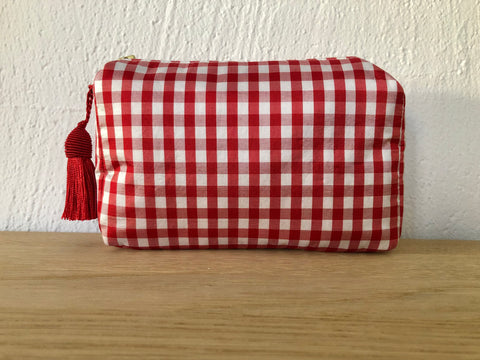 Necessaire Seide rot kariert