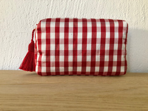 Necessaire Seide rot grosskariert