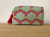 Necessaire grün/rot gemustert