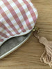 Necessaire Seide rost/beige/weiss kariert