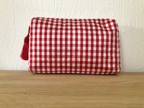 Necessaire Seide rot grosskariert