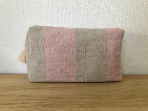 Necessaire Leinenstoff rosa/beige