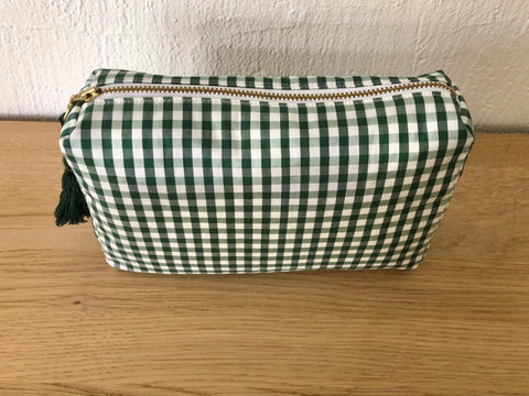 Necessaire Seide grün kariert